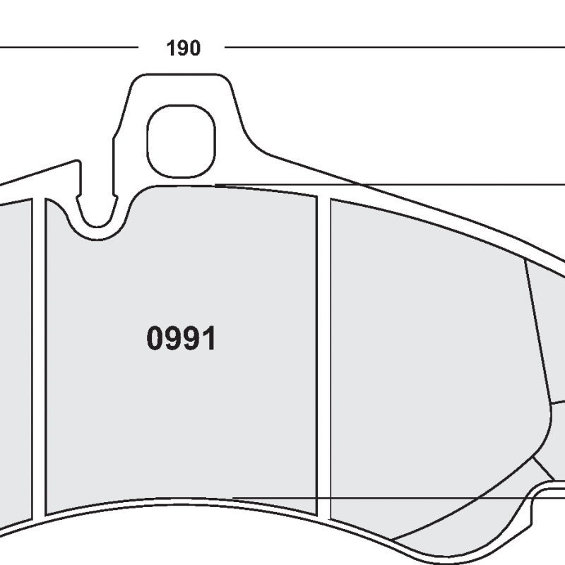 High bite, high friction for sprint / rally. Race brake pads - Porsche 996 + 997
front brake pads
(radial depth = 65mm)